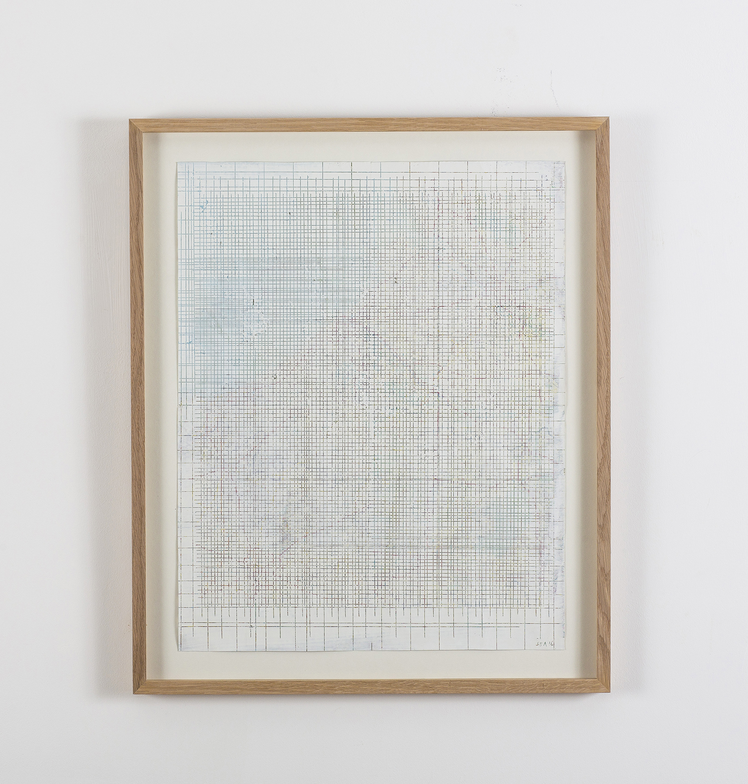 Avalanche, 2016, gouache and wax on map, 94 x 67 cm (framed)