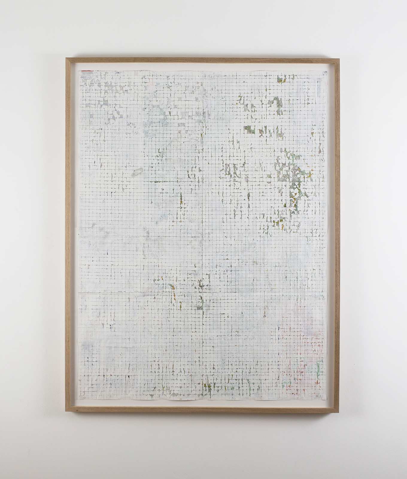 Avalanche, 2016, gouache and wax on map, 142 x 110 cm (framed)