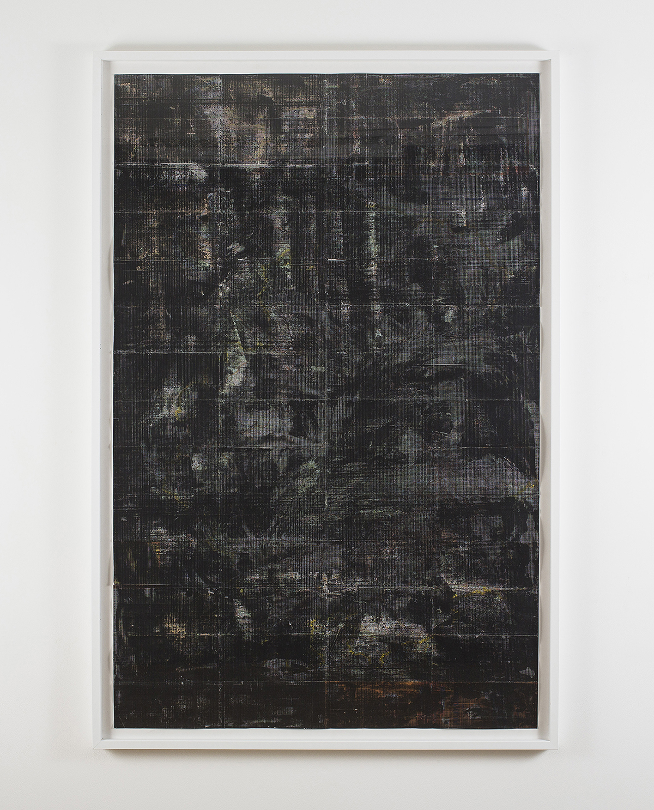 Avalanche, 2016, gouache and wax on map, 163 x 109 cm (framed)