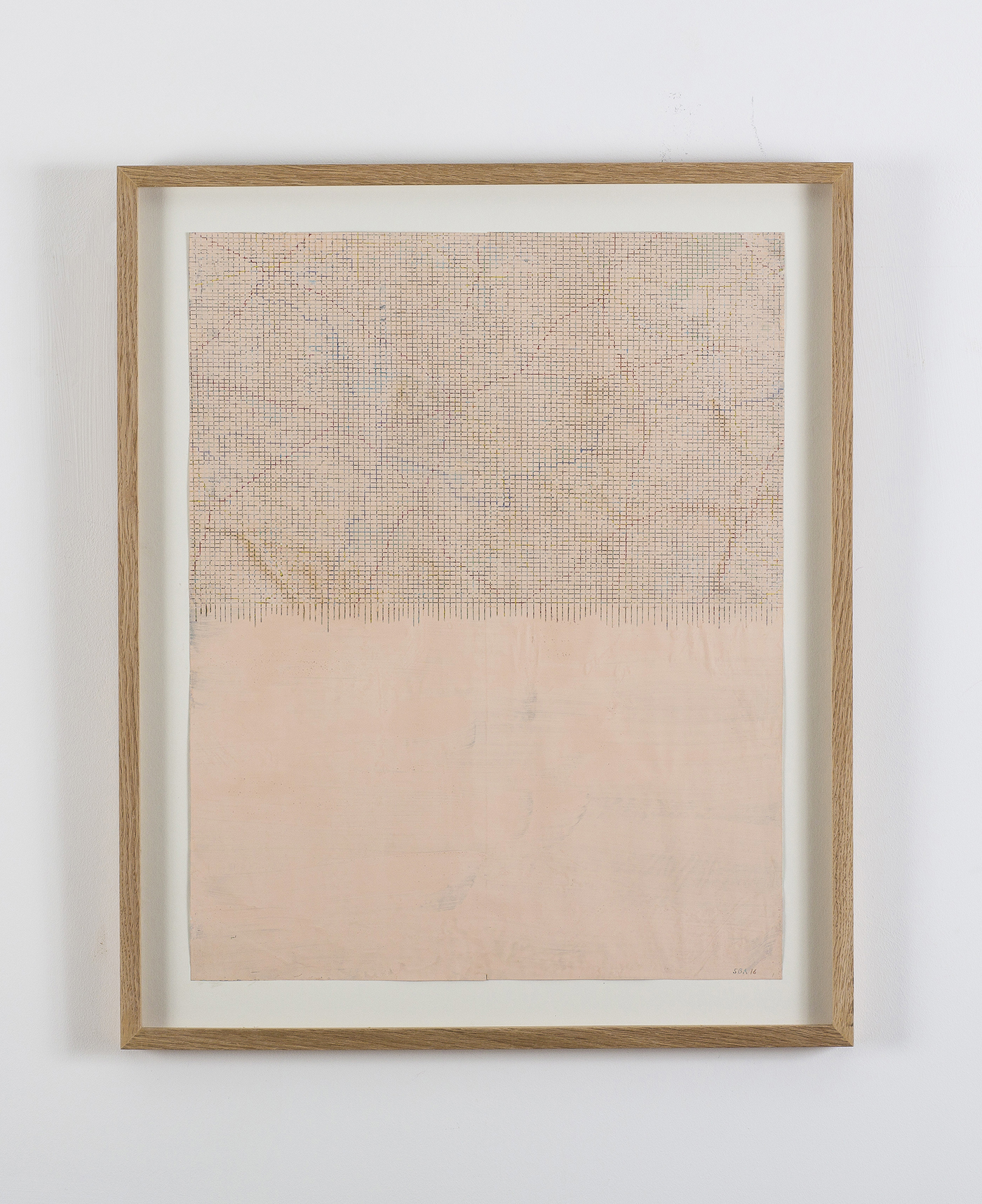 Avalanche, 2016, gouache and wax on map, 59 x 49 cm (framed)
