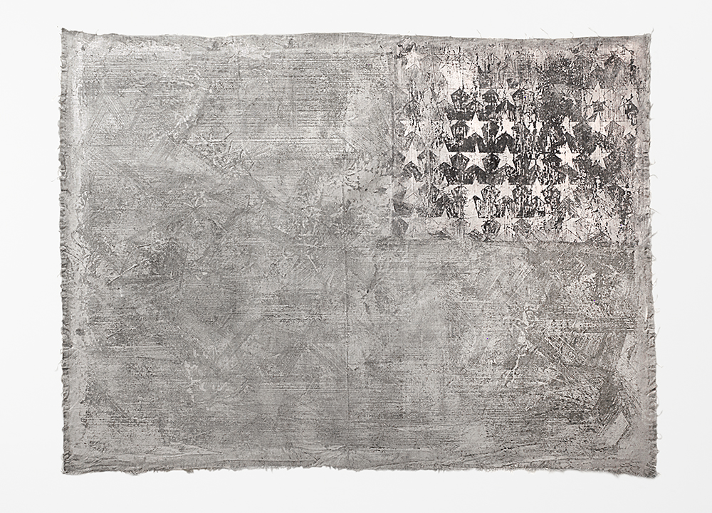White Flag, 2017, wax, gouache on canvas, 140 x 100 cm