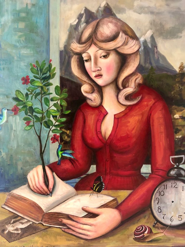 The Mystic Author, 2020, oil on canvas, 100x80 cm