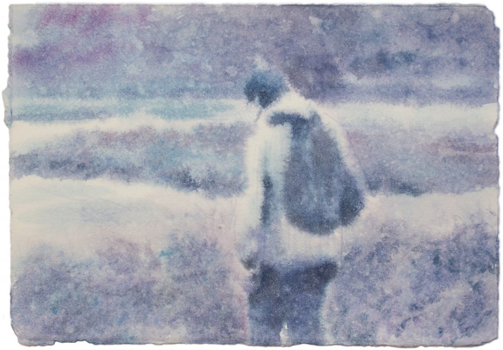 Thomas Lesigne, Flashback II, 2021, aquarelle sur papier, 22 x 16 cm