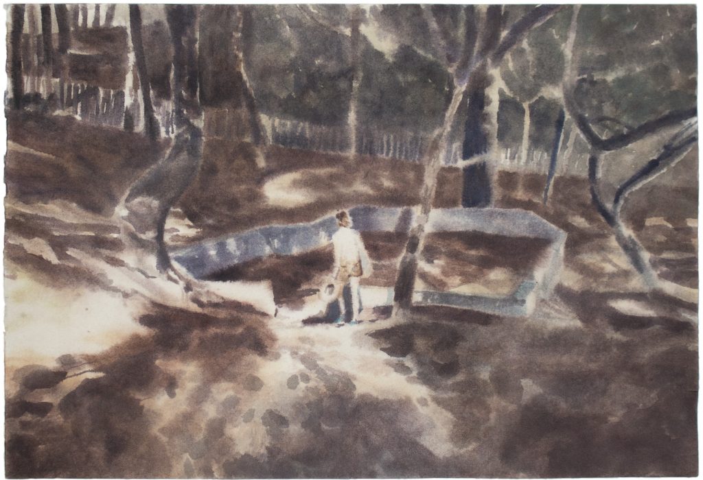 Thomas Lesigne, Lumiere Sur II, 2020, aquarelle sur papier, 41 x 28 cm
