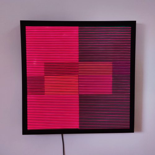 Anine Kirsten, Seasons 1, 2021, LED panel and film with color variation, 60 x 60 cm