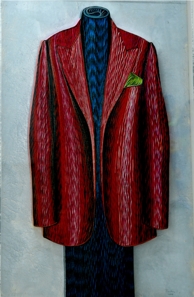 Pavlos, « La veste », 2008, papier découpé dans boîte en plexiglass, 120 x 90 x 7 cm