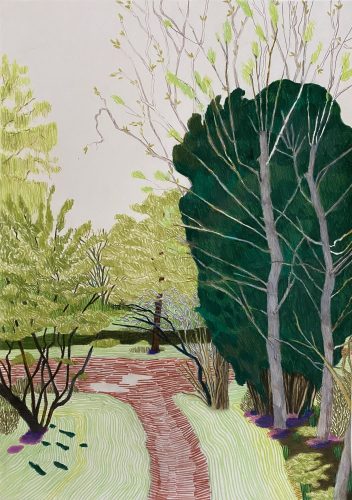Per Adolfsen, Botanical Garden, 2021, Graphite, Colored Pencil on paper, 60 x 42 cm
