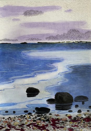 Per Adolfsen, The Beach, 2022, colored pencil, chalk, and graphite on paper, 42x30cm