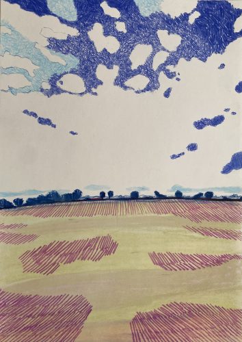 Per Adolfsen, Yellow Field, 2020, Colored Pencil, Graphite on paper, 42 x 30 cm 