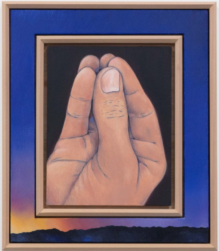 Adrien Fricheteau, Main, 2022, huile sur bois, 31 x 36 cm.