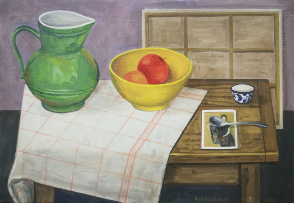 Still Life With Olga And Vessels, 2020, oil on canvas, 48x56 cm