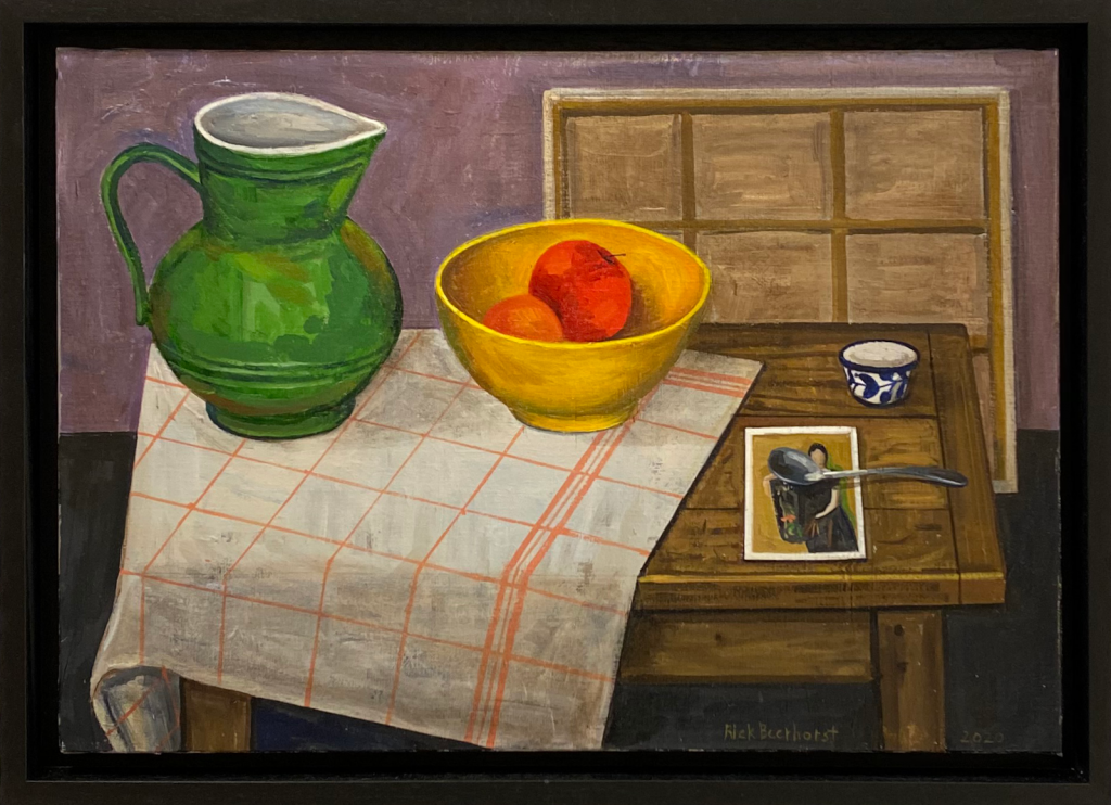 Still Life With Olga And Vessels, 2020, oil on canvas, 48×56 cm