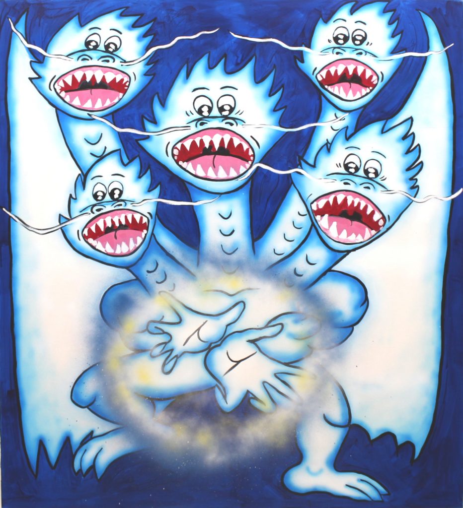 Kamehameha Dragon,2020, acrylic on canvas,150 x 170 cm