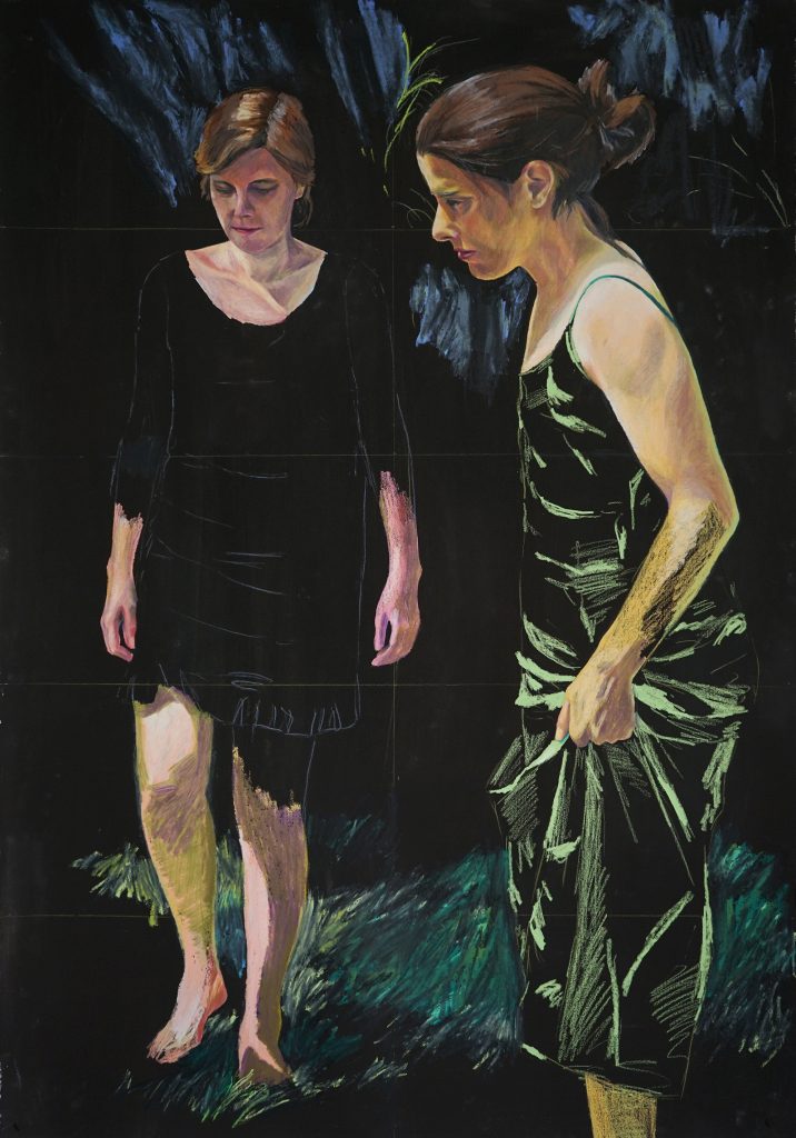 Lucile Piketty, Deux soeurs I, 2019, pastel sur papier, 100 x 70cm