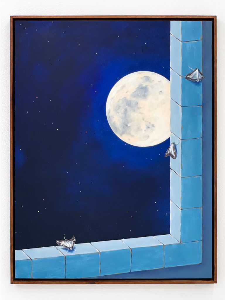 Adrien Fricheteau, Untitled (Moon), 2022, oil on wood, 40 x 52 cm